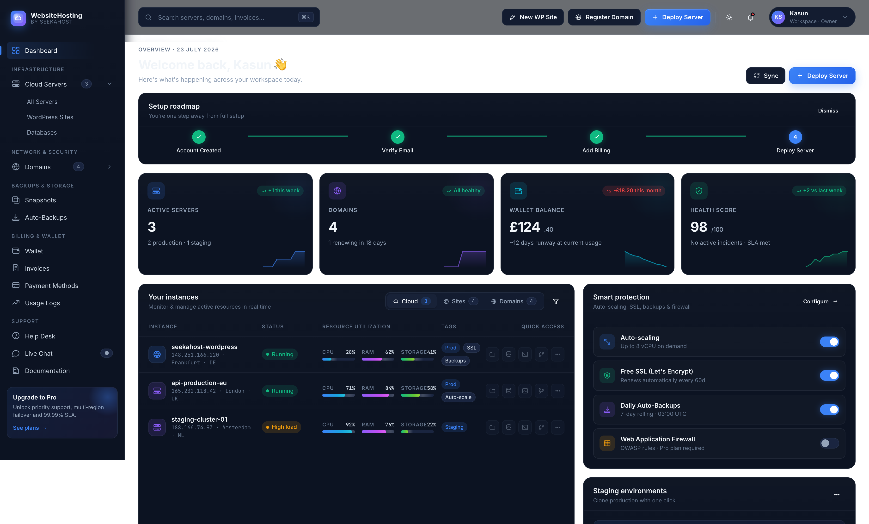 SeekaHost Cloud Server control panel